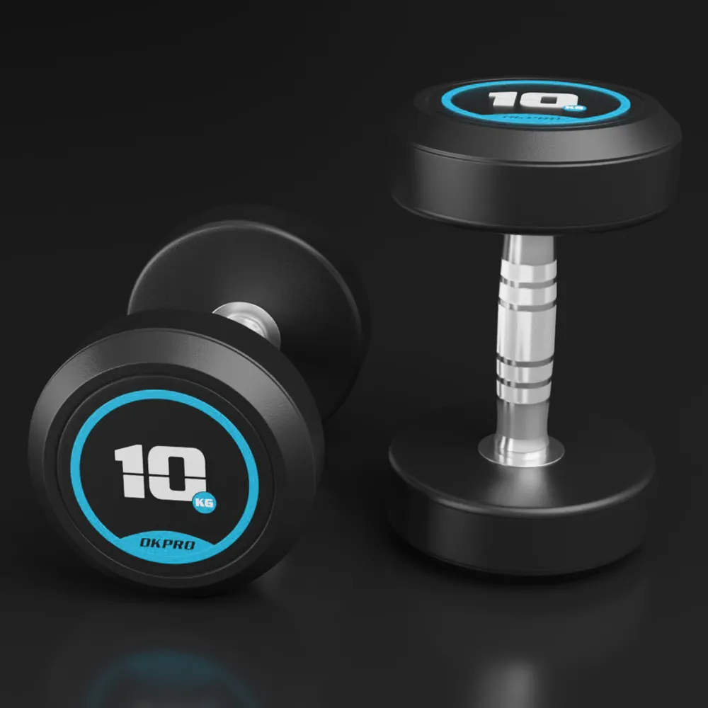 OKPRO Dumbbell dirancang untuk pelanggan dalam lbs dan Kg karet Dumbbell Gym Hitam komersial