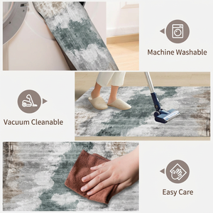 Tapis EiffelHome personnalisable, pliable, lavable en machine, antidérapant, imitation cachemire, motif rayé, pour salon - Product Image 4