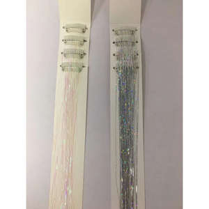 Paquete de 6 uds. Extensiones de pelo de oropel de hada brillante de 20 pulgadas, resistente al calor de pelo brillante oropel, hebras brillantes, accesorios para el cabello - Product Image 5