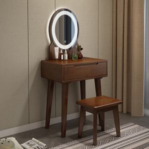 Table de maquillage avec miroir rond, ensemble de coiffeuse moderne avec 1 grand tiroir à glissières, meubles de chambre à coucher - Product Image 4