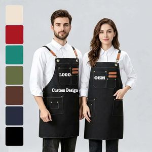 Tablier de chef en toile à bretelles croisées avec poches et logo personnalisé pour chefs, serveurs, usage domestique et restauration – Haute qualité, réglable - Product Image 1