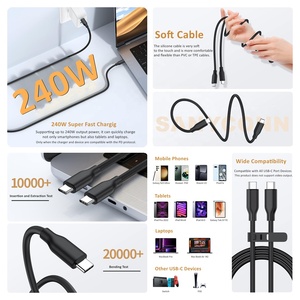 Vente chaude de haute qualité câble USBC en Silicone Super souple 100W 240W 5A PD charge rapide USB Type C à Type C câble <span class=keywords><strong>cordon</strong></span> 1m 2m 3m - Product Image 2