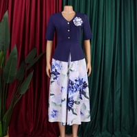 Robes d'été tendance D630 pour femmes, décontractées et élégantes, deux pièces, effet illusion, manches mi-longues, col en V, imprimées, robes africaines formelles