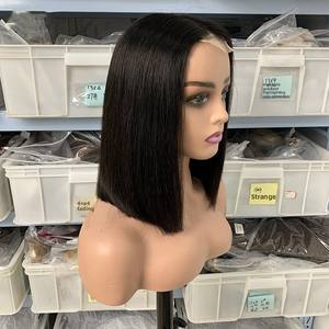 Promotion Perruque <span class=keywords><strong>Bob</strong></span> Grade 12A Pas Chère en Cheveux Humains Bruts, Perruques Lace Front Double Drawn 100% Cheveux Humains <span class=keywords><strong>pour</strong></span> Femmes Noires - Product Image 3