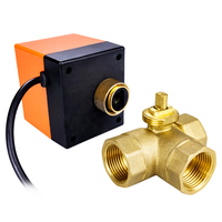 Válvula de bola de agua motorizada eléctrica de latón TMOK DN20 3/4" AC 220V 110V 24V 12V 5V de dos hilos y 3 vías tipo T/L para sistema HVAC