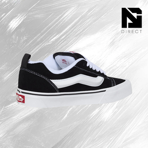 Vans Knu-Skool 'Black White' Zapatos de skate con cordones de lona en blanco y negro, punta redonda, transpirables, estilo vulcanizado, zapatillas para caminar - Product Image 5