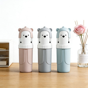 Cartoon <b>Bear</b> Toothbrush Holder Foldable Travel Mouthwash Cup Toothpaste Storage Box For Home Student Use - Product Image 1