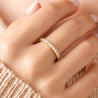 Bague d'éternité tendance minimaliste en argent sterling 925 plaqué or avec moissanite 3 mm, vente en gros, pour femmes et hommes