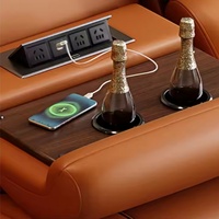 Canapé d'angle multifonctionnel de luxe en cuir PU, canapé électrique intelligent inclinable en forme de L avec table à gobelets