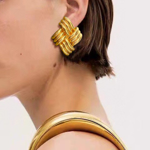 Nuevas Joyas y Accesorios de Estilo Vintage, Pendientes de Clip Geométricos con Relieve de Diamantes y Rayas, para Regalos de Fiesta para Mujeres - Product Image 6
