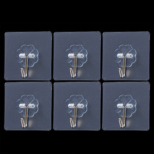 Transparent Adhesive Hooks Single Hook 0-1kg Plastic Wall Bathroom Kitchen Nail Free Traceless Creative Hooks - Product Image 1