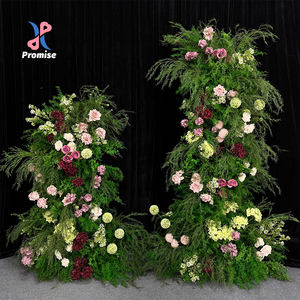 Arche florale haut de gamme réaliste en soie verte et rose mélangée, élégante et luxueuse, pour la décoration de lieux de mariage, idéale pour la rentrée scolaire, écologique - Product Image 1
