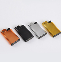 Briquet à flamme nue avec finition brillante électroplaquée, logo personnalisé, boîtier métallique, briquet à gaz