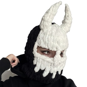 Mũ tai thỏ lớn mới được dệt bằng tay dày lông cừu dệt kim ấm áp Mũ ngộ nghĩnh - Product Image 2