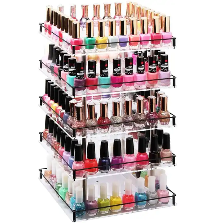 1 To 7 Tier Nail Polish Display Stand Rack Acrylic Clear Cosmetic