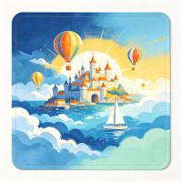 Tapis de table de mahjong américain à motif de château, avec support en caoutchouc antidérapant, surface en tissu doux, résistant à l'eau, durable et pliable