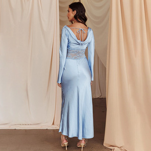 <b>Wedding</b> <b>Dress</b> Long Sleeve Sheath Scoop Neck Backless Natural Waist Solid Color Polyester FDL0690 - Product Image 3