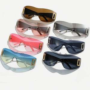 Gafas de Sol de Lujo con Logotipo Personalizado para Mujer, Estilo Punk Y2K de los 2000, Montura Acrílica sin Aro, Lentes de una Pieza, Deportivas - Product Image 5