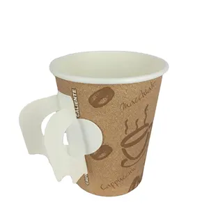 Hot Drinking Cups Economical Custom Design Beverage Coffee Disposable Paper Cup with Handle