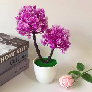Plante artificielle Qi Xing, bonsaï, 18x29 cm, fleurs jaunes, ornement de bureau en plastique - Product Image 3