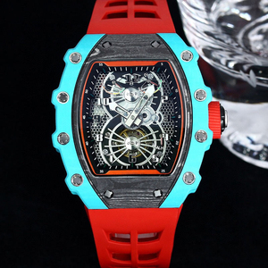 Premium Carbon Fiber Case Skeleton Movement Water Resistant Stylish and Luxurious Tourbillon Men's Mechanical <b>Watch</b> - Product Image 1