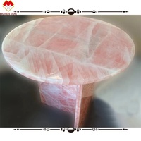 Table d'appoint moderne en marbre et onyx, haut de gamme, table de luxe en onyx rose, table basse personnalisée