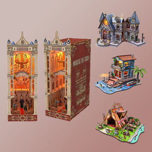 Neues DIY Lernspielzeug Cartoon-Bücherregal-Einsatz-Set Notre-Dame-de-Paris Miniatur-Puppenhaus 5 bis 7 Jahre 3D Buchnische Holzpuzzle - Product Image 6