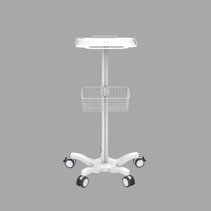 Chariot médical moderne en métal blanc Peacemounts PM-X1 pour hôpital et hôtel, avec 5 roues flexibles, pour tablette et moniteur mobile, pour infirmière - Product Image 3