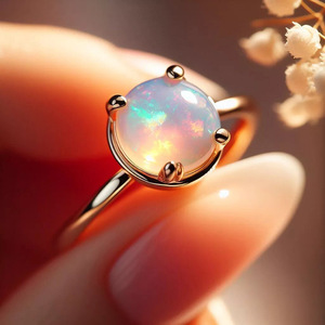 Anello in Stile Coreano e Giapponese con Effetto Opale, Minimalista a Quattro Punte, Gioiello Vintage alla Moda per Donne - Product Image 1
