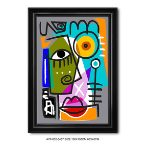 Impresión en Lienzo de Retrato Abstracto Cubista Colorido, Arte Geométrico de Rostro para Decoración del Hogar - Product Image 4