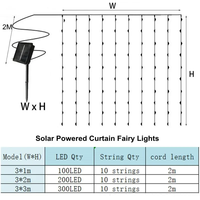 Rideau solaire lumineux extérieur étanche solaire fée guirlande lumineuse jardin cour pavillon mariage fête vacances décor lumières