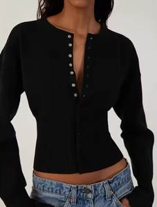 Suéter de Punto Personalizado con Logotipo de Moda para <span class=keywords><strong>Mujer</strong></span>, Top de Manga Larga, Suéter de Punto Acanalado para <span class=keywords><strong>Mujer</strong></span> - Product Image 6