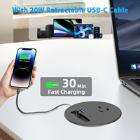 Multiprise rétractable avec prise AU, ports USB Type C, rallonge pour la maison, le bureau, station de charge rapide