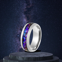 Bague en tungstène doré 8 mm avec texture électro-argentée incrustée, motif galaxie, résistante aux rayures, classique, confortable, tendance, pour le quotidien et les affaires