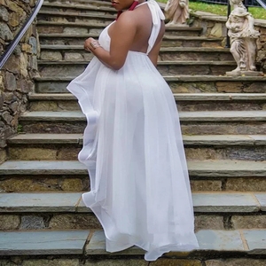 Женские летние белые брючные комплекты с открытой спиной, длинная шифоновая блузка, широкие брюки, наряды из 2 предметов, элегантные наряды для вечеринок и отдыха, пляжные женские - Product Image 6