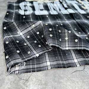 New Streetwear Cotton Button up Plaid Tank <b>Top</b> Custom Embroidery Distressed T-shirt vest Boxy Rhinestone Sleeveless Polo Shirts - Product Image 5