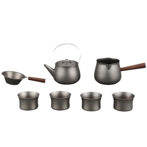 Juego de té de titanio puro estilo Tang de la dinastía Tang, tetera portátil y tazas, herramientas de té Kung Fu para uso doméstico - Product Image 5