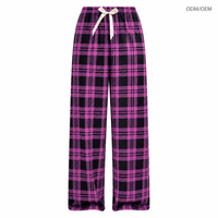 Pantalon de pyjama décontracté à jambe droite pour femme, motif écossais et détails nœud, idéal pour l'export. ODM OEM