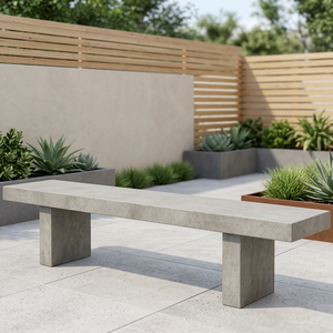 Banco Moderno de Hormigón Ligero de 200 cm |   Banco de Jardín y Patio para Exteriores, Ecológico y Resistente al Agua - Product Image 1