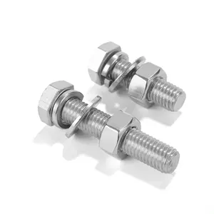 fasteners stainless steel din933 din934 hex bolt with nut and washer ISO4017