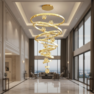 <span class=keywords><strong>Lampadario</strong></span> Moderno in Cristallo, Lampada a Sospensione per Scale, Lampada <span class=keywords><strong>da</strong></span> Soffitto Dorata di Lusso per Villa, Hotel, <span class=keywords><strong>Sala</strong></span>, Soggiorno, Grande <span class=keywords><strong>Lampadario</strong></span> per Casa - Product Image 1