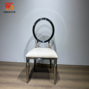 SMOOTH Modern Wedding Luxury Hotel Dining Chair Living Room Backrest <b>Stool</b> Set Detachable Sliver Stainless Steel Wedding Chair - Product Image 1