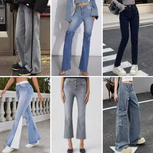 Nouveau modèle de jeans rétro déchirés à empiècements, coupe droite et ample, jambe large, vente en gros à bas prix - Product Image 6