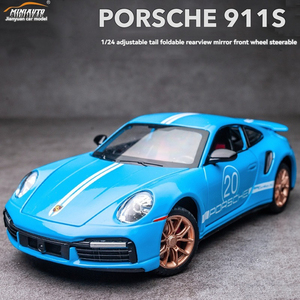Modellini in lega 1:32 pressofusa <span class=keywords><strong>porche</strong></span> 911 <span class=keywords><strong>turbo</strong></span> con suono e luce porte pullback aperte in metallo per esposizione di modelli di auto giocattolo da collezione - Product Image 2