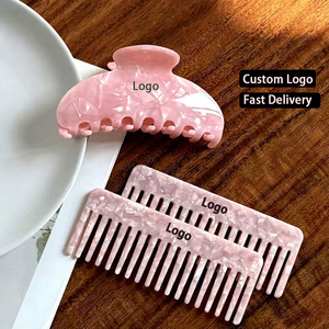 DongDong Promotion : Lot de pinces à cheveux et peignes en acétate rose marbré de haute qualité avec logo personnalisé pour <span class=keywords><strong>femme</strong></span> - Product Image 1