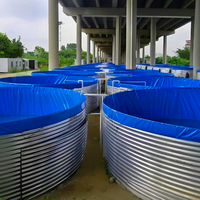 Bac de Pisciculture Circulaire de Haute Qualité 113t, Étang d'Aquaculture pour Élevage de Crevettes en Acier Galvanisé Haute Densité, Modèle Personnalisable