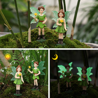 Ensemble de figurines de fées garçon et fille en résine, prêtes à être expédiées, avec ailes luminescentes, mini-statues d'elfes, ornements miniatures de fées pour le jardin