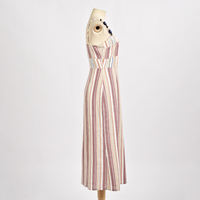 Prix compétitif, qualité supérieure, robes pour filles 100% coton, tissage naturel, sans manches, décontractées, rayées, col carré perlé, coupe ajustée