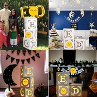 Décorations de lune et d'étoile blanches Nicro pour l'Aïd Moubarak, ballons transparents en papier, boîtes à lumières LED, blocs, ensemble de décoration pour la fête du Ramadan