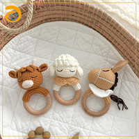 Hochet pour bébé fait main, créatif, tricoté à la main au crochet, motifs Lion, Éléphant, Ours, Élan, jouet pour enfant, hochet de dentition, cadeau